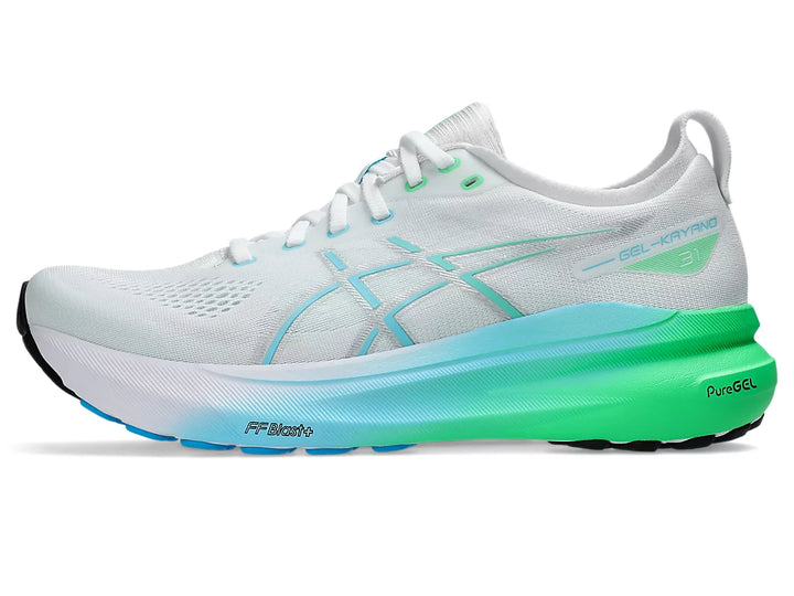 Asics Mens Gel Kayano 31 - White/Bright Cyan - Stability