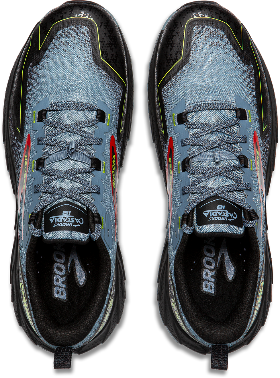 Brooks Mens Cascadia 18 Wide - 2E Width - Citadel/Ebony/Lime- Trail