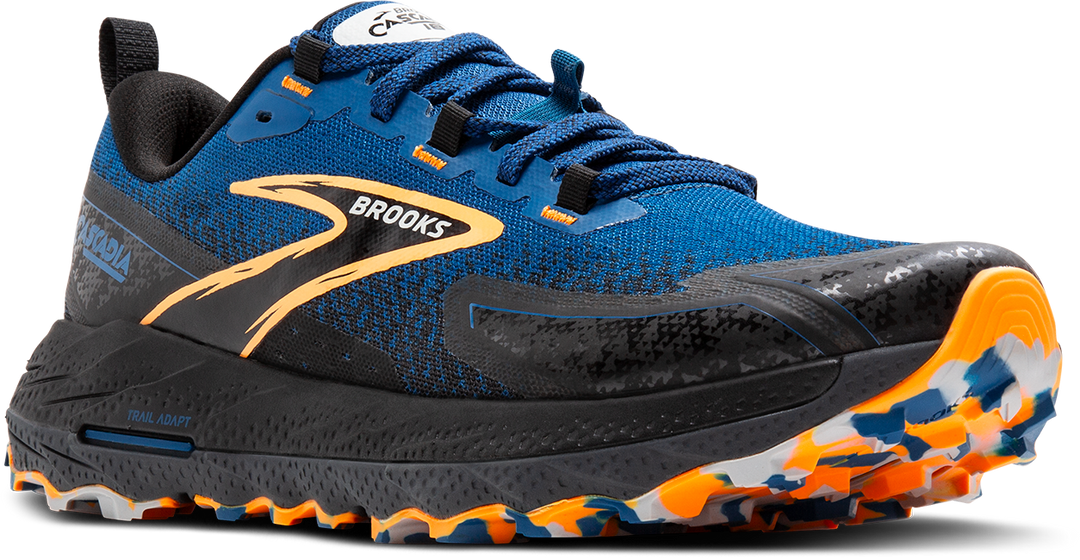 Brooks Mens Cascadia 18 - Blue Sapphire/Black/Orange - Trail