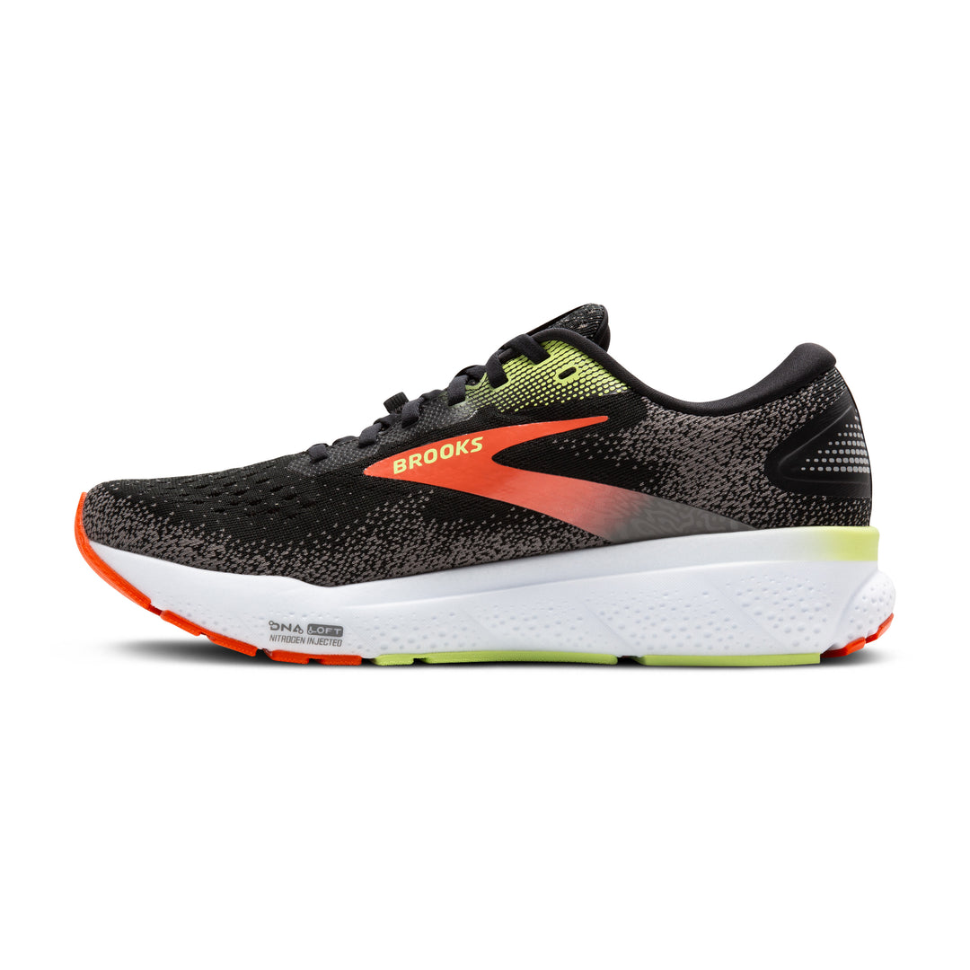 Brooks Mens Ghost 16 GTX - Black/Mandarin Red/Green - Neutral