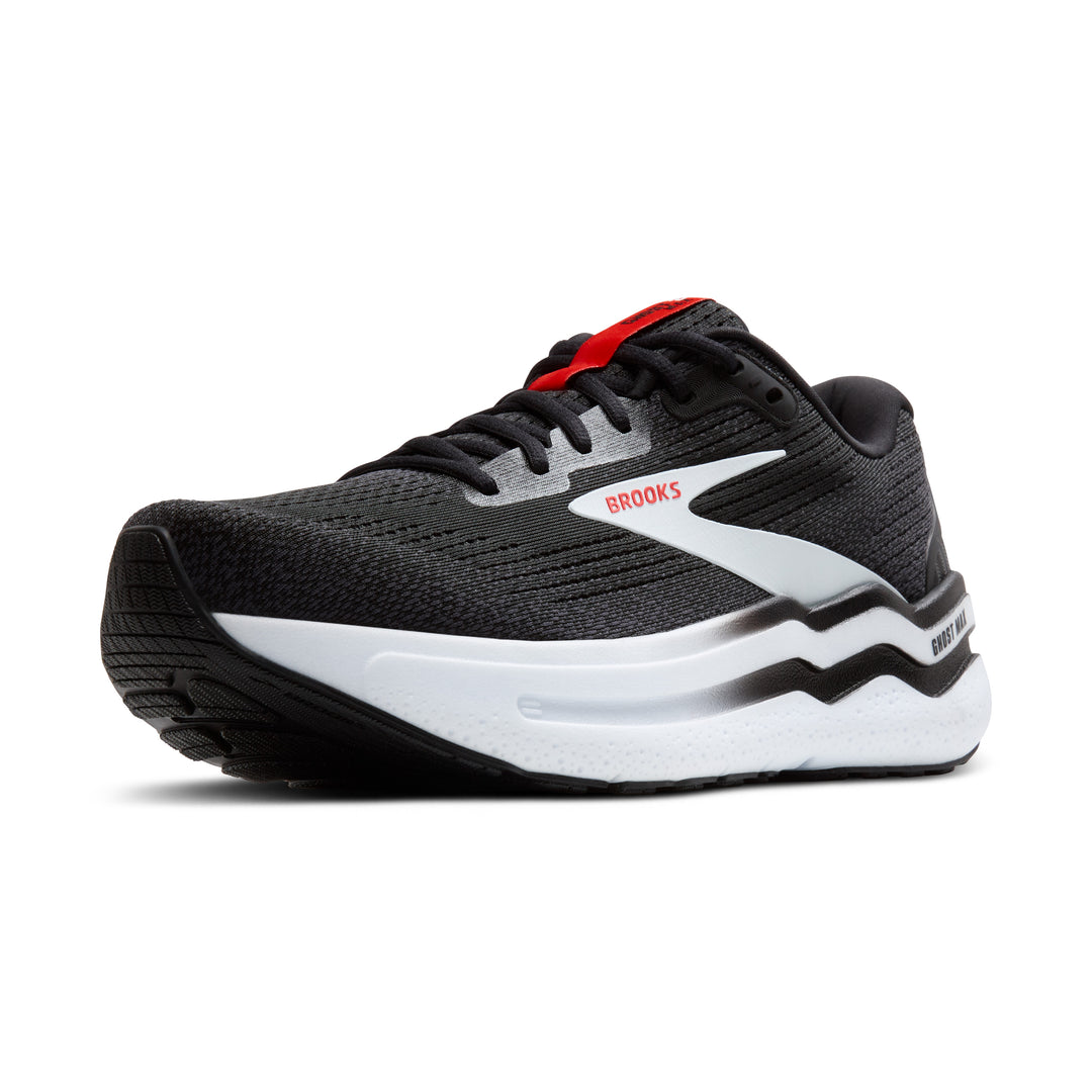 Brooks Mens Ghost Max 2 - Black/White/Fiery Red - Neutral - SS25