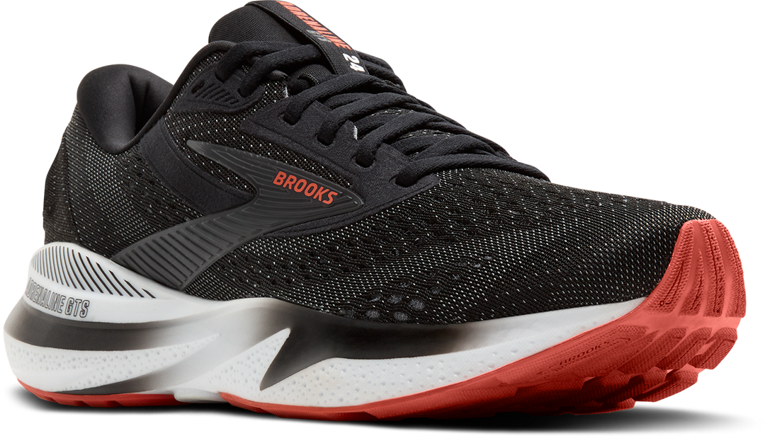 Brooks Mens Adrenaline GTS 24 Black Grey Red Stability SS25