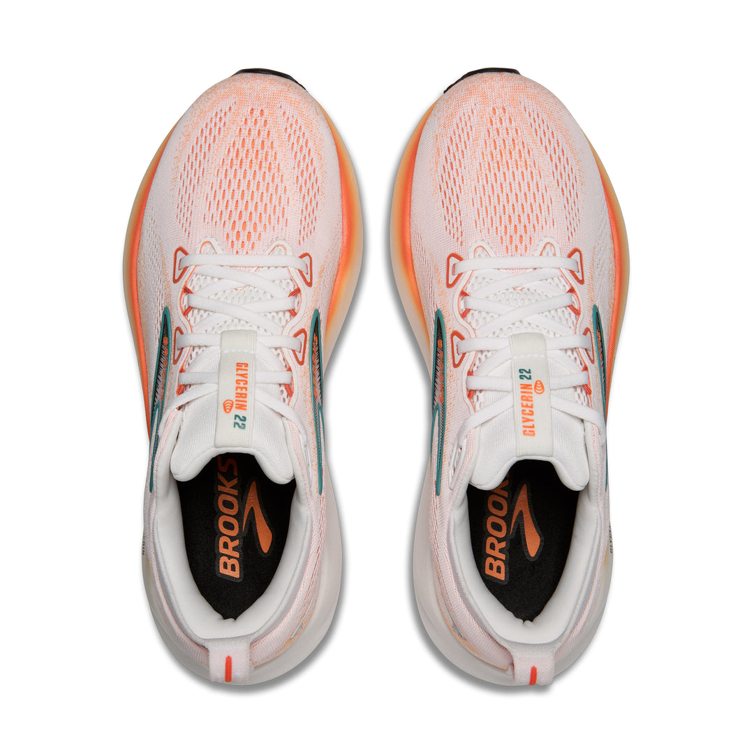 Brooks Mens Glycerin 22 - White/Orange/Green Blue Slate - Neutral - SS25