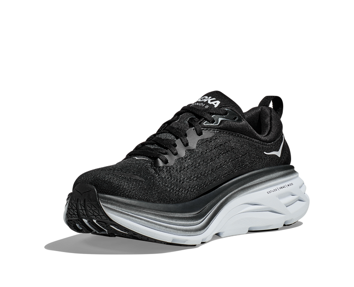 Hoka Mens Bondi 8 Wide - 2E Width - Black/White - Neutral