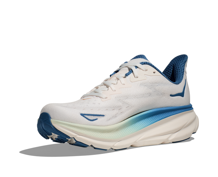 Hoka Mens Clifton 9 Wide - 2E Width - Frost/Gold