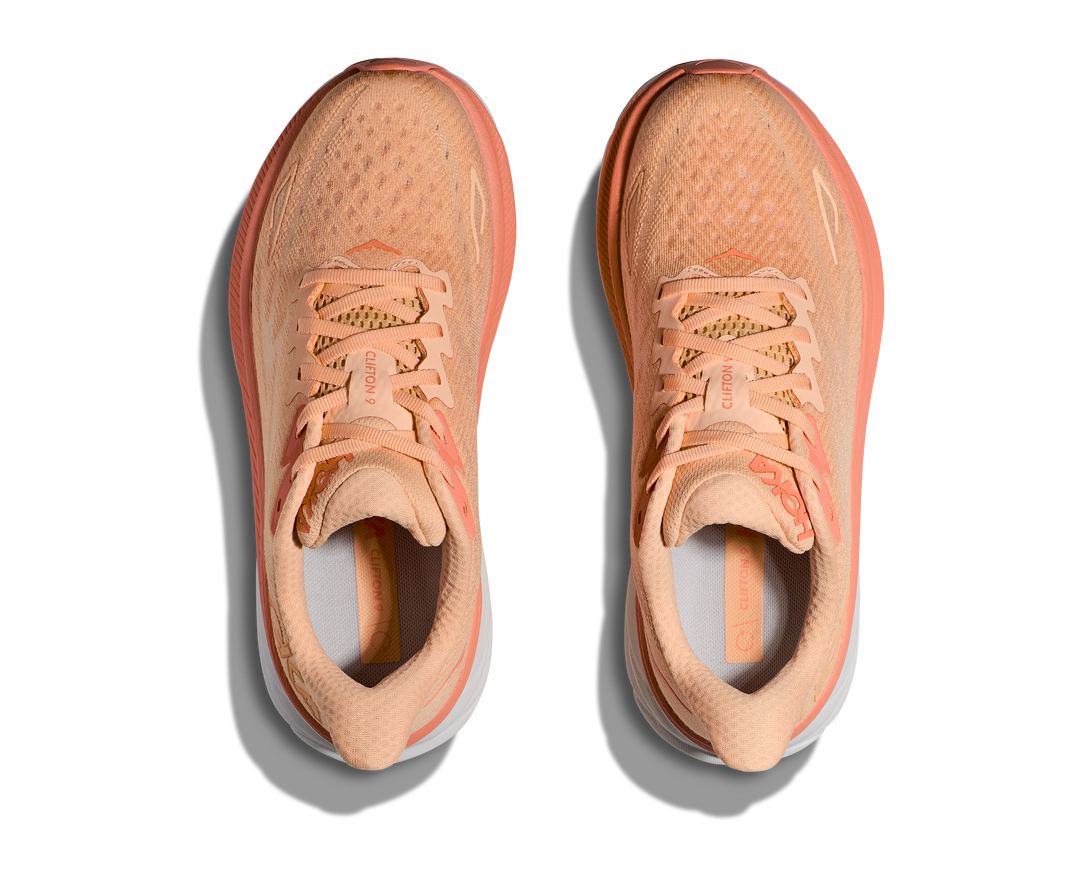 Hoka Womens Clifton 9 - Cantaloupe/White - Neutral