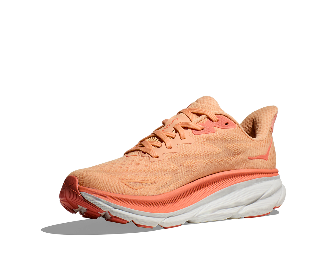 Hoka Womens Clifton 9 - Cantaloupe/White - Neutral