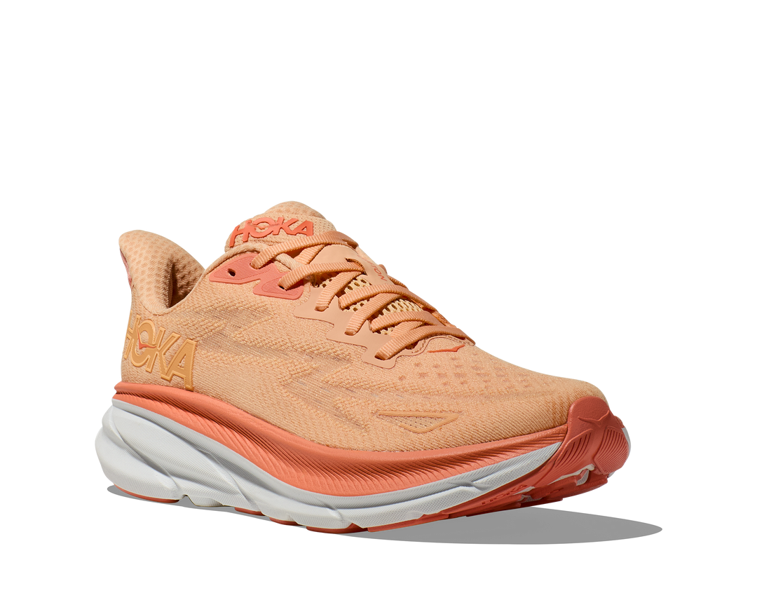 Hoka Womens Clifton 9 - Cantaloupe/White - Neutral