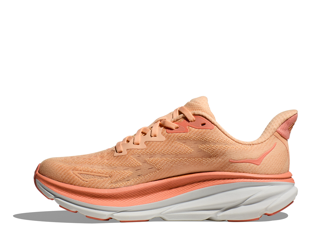 Hoka Womens Clifton 9 - Cantaloupe/White - Neutral