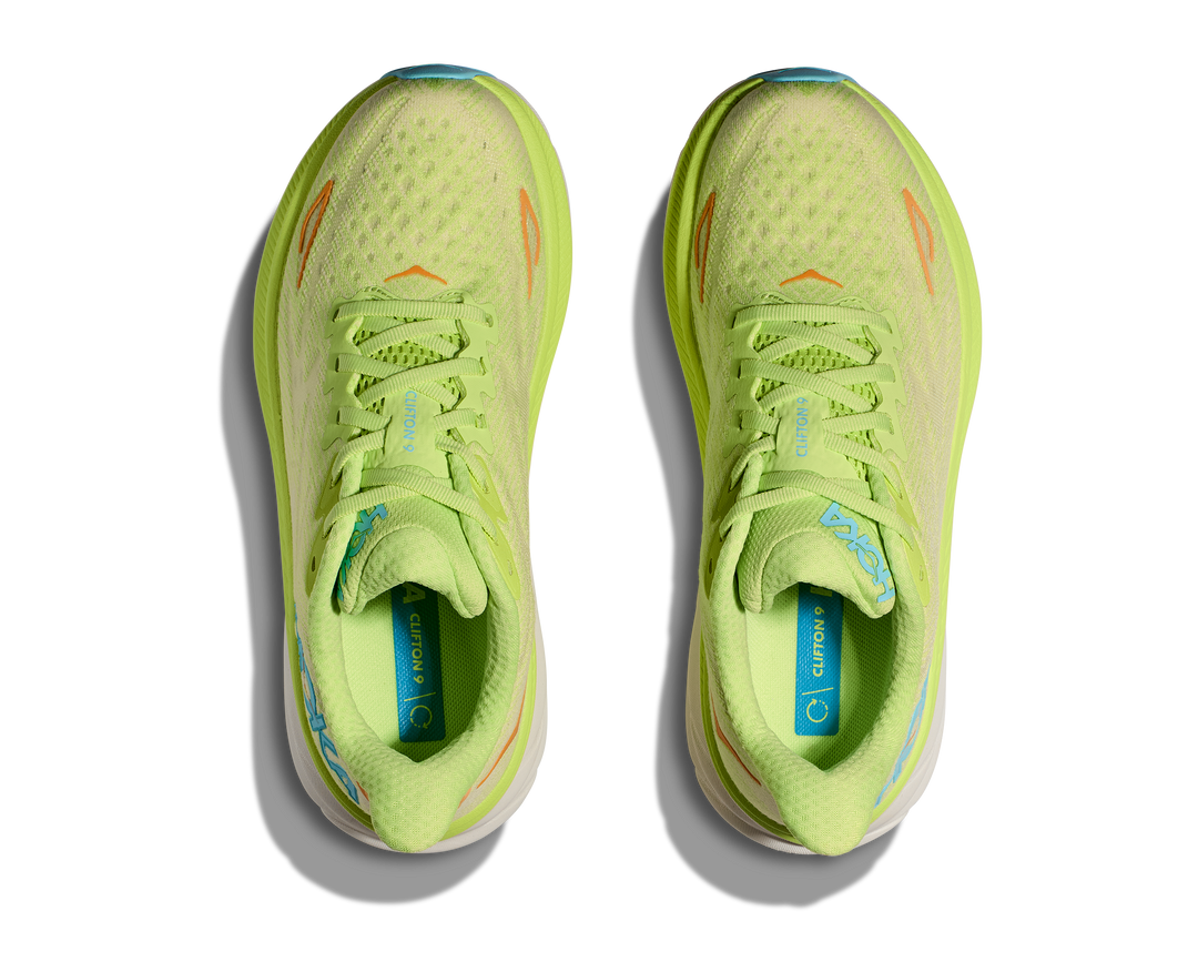 Hoka Womens Clifton 9 - Lettuce/Solar Flare - Neutral