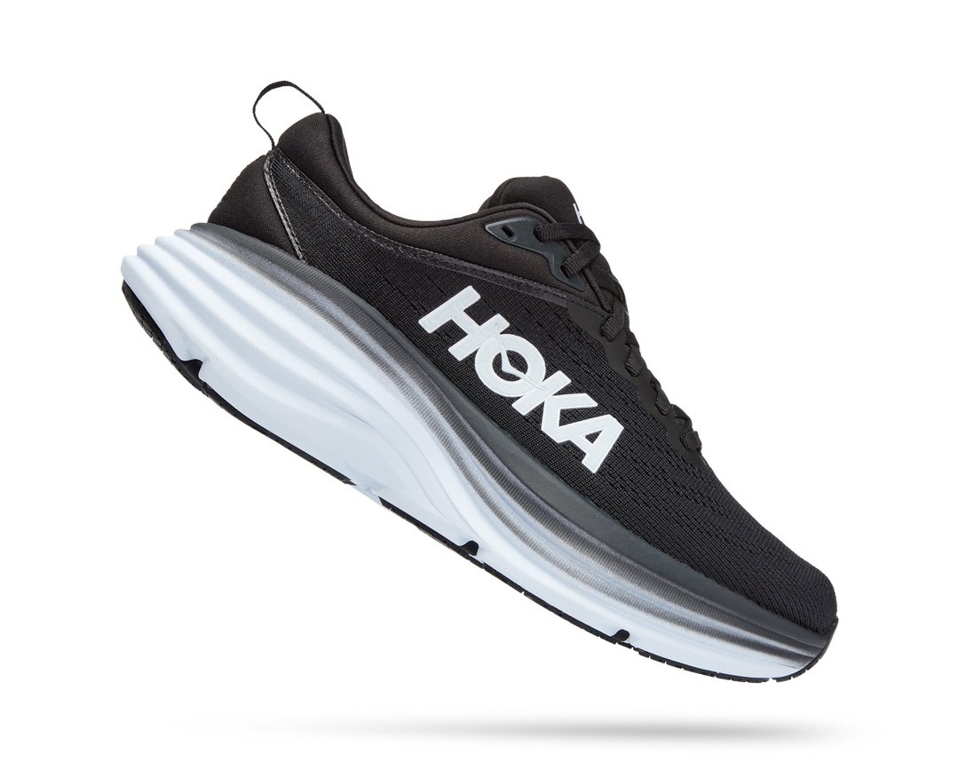 Hoka Womens Bondi 8 Wide - D Width - Black/White - Neutral