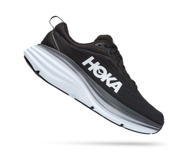 Hoka Womens Bondi 8 Wide - D Width - Black/White - Neutral