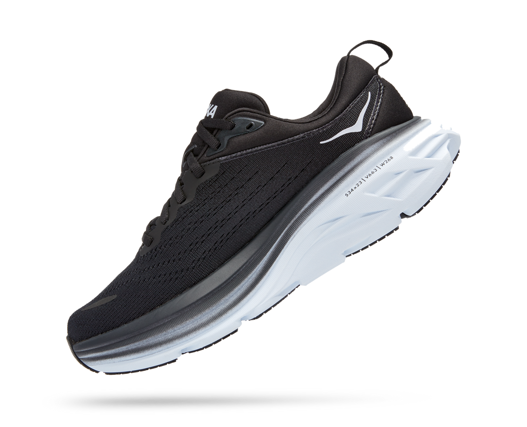 Hoka Womens Bondi 8 Wide - D Width - Black/White - Neutral