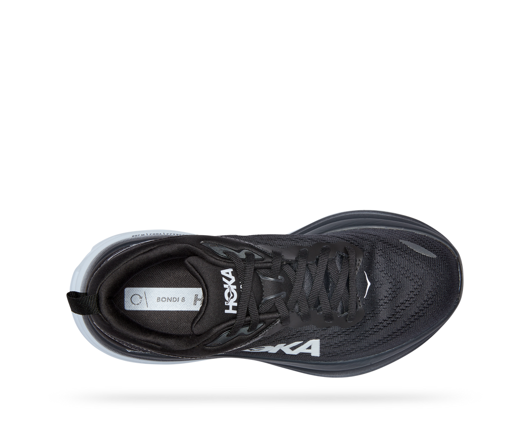 Hoka Womens Bondi 8 Wide - D Width - Black/White - Neutral