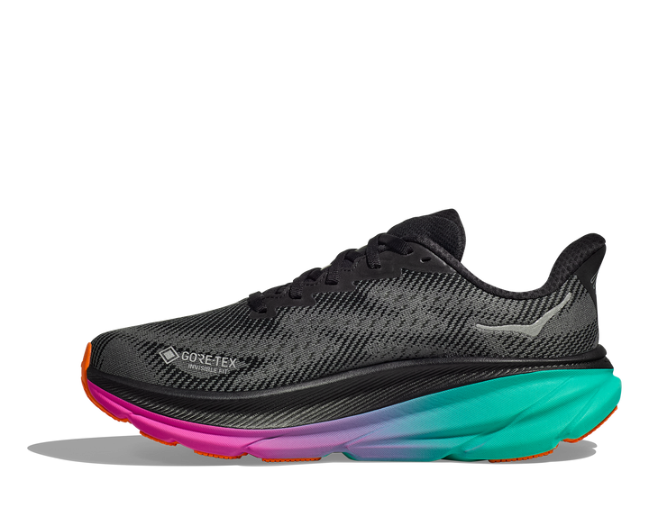 Hoka Womens Clifton 9 GTX - Black/Electric Aqua - Neutral