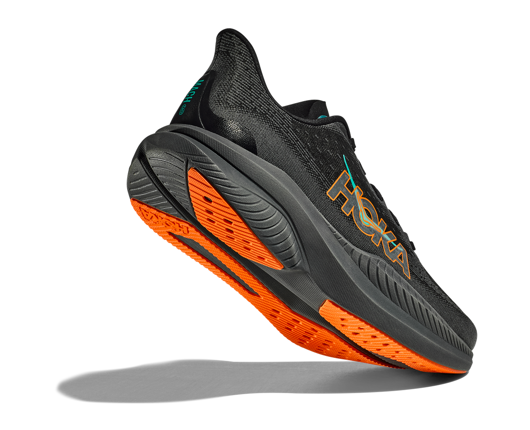 Hoka Mens Mach 6 - Black/Electric Tangerine - Neutral