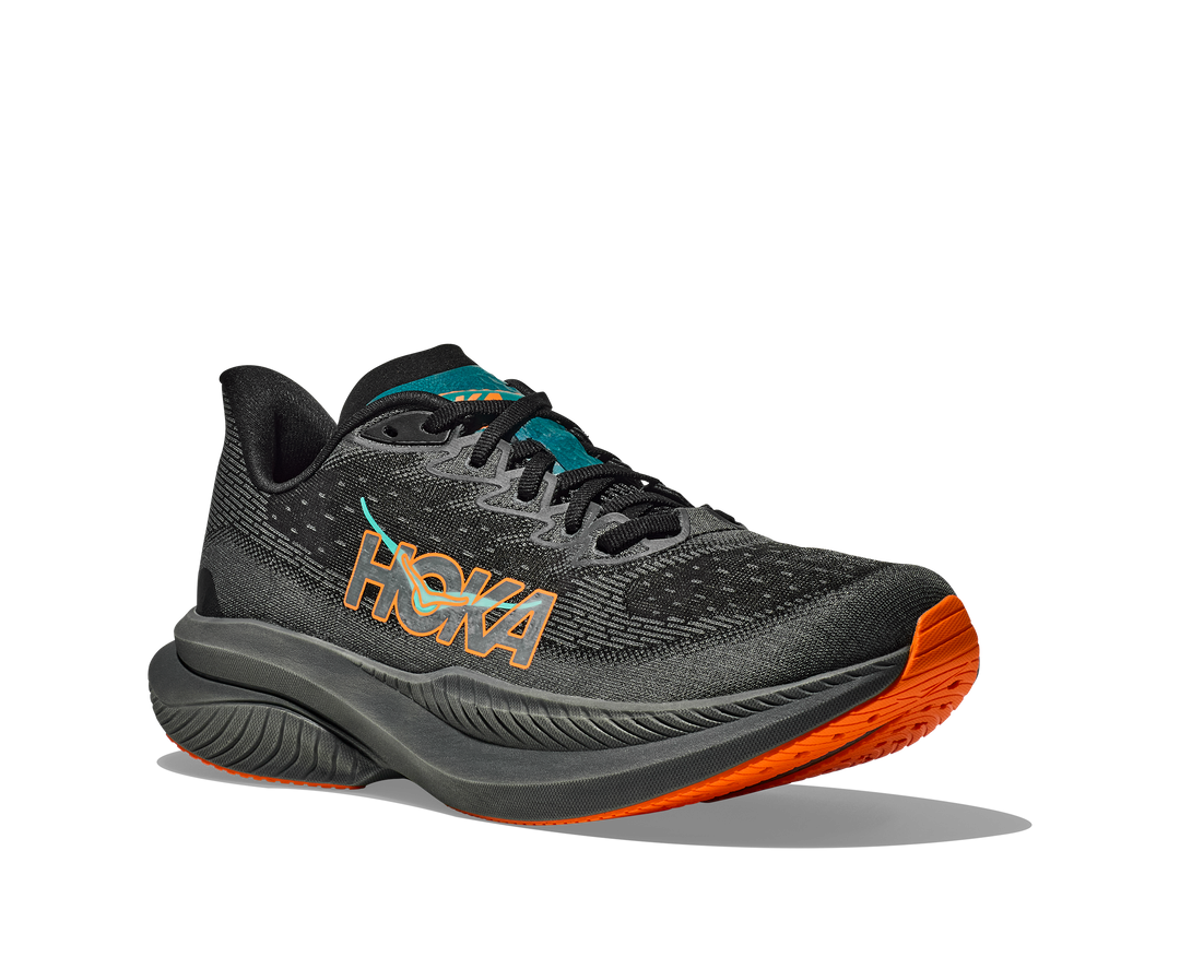 Hoka Mens Mach 6 - Black/Electric Tangerine - Neutral