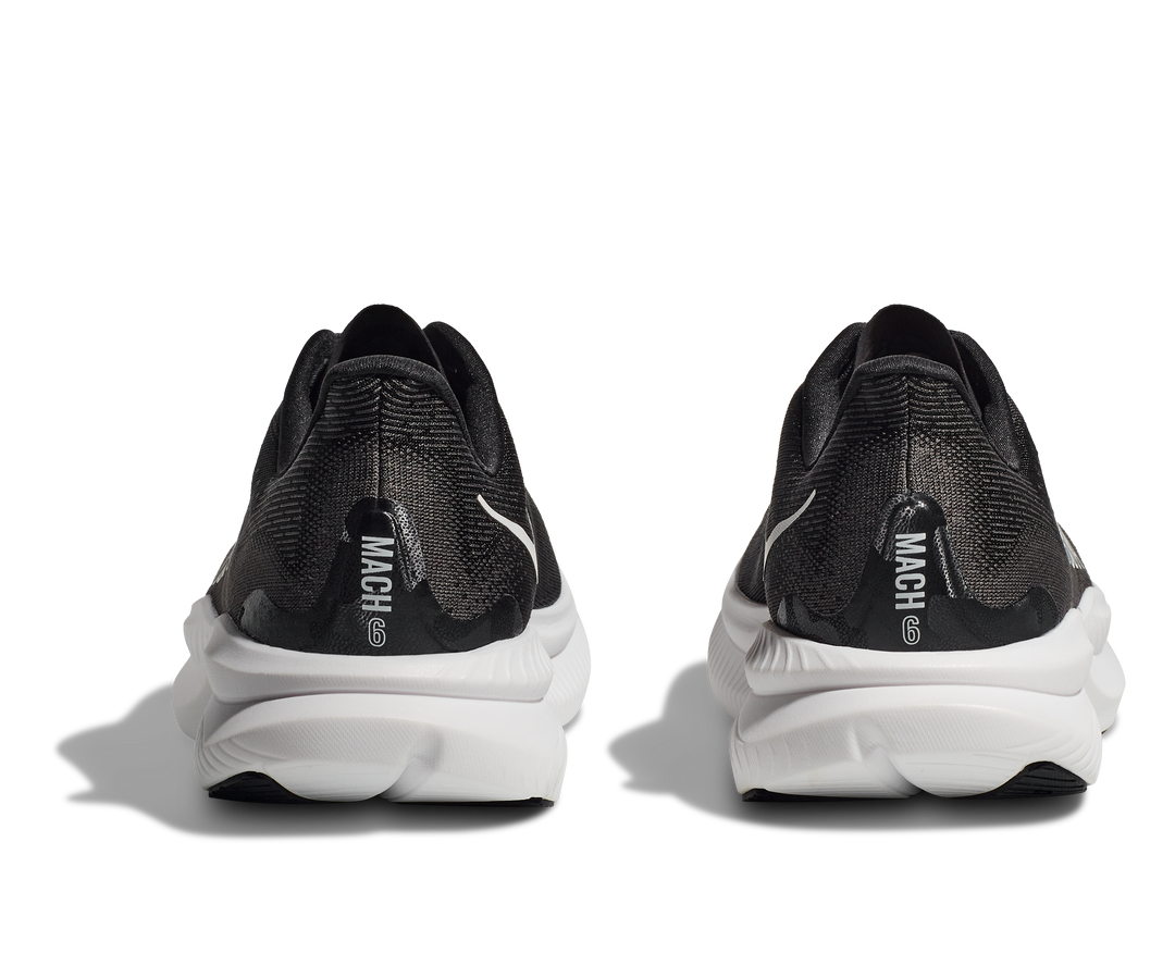 Hoka Mens Mach 6 Wide - 2E Width - Black/White - Neutral