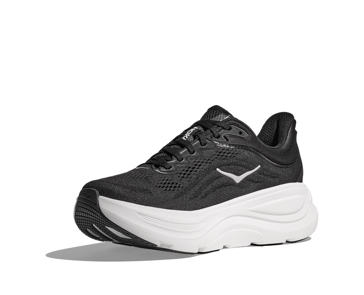 Hoka Mens Bondi 9 Wide - 2E Width - Black/White - Neutral - SS25