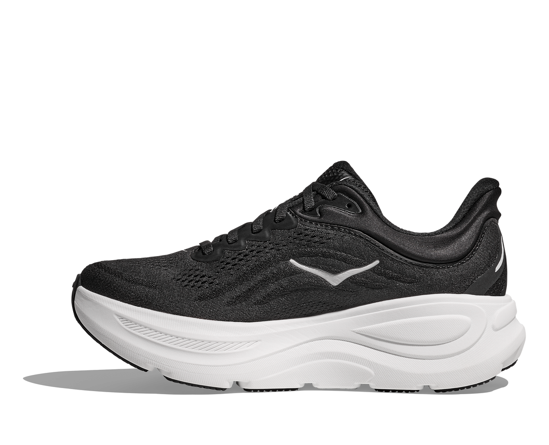 Hoka Mens Bondi 9 Wide - 2E Width - Black/White - Neutral - SS25