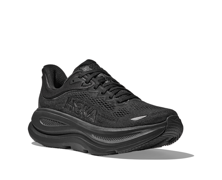 Hoka Mens Bondi 9 Wide - 2E Width - Black/Black - Neutral - SS25