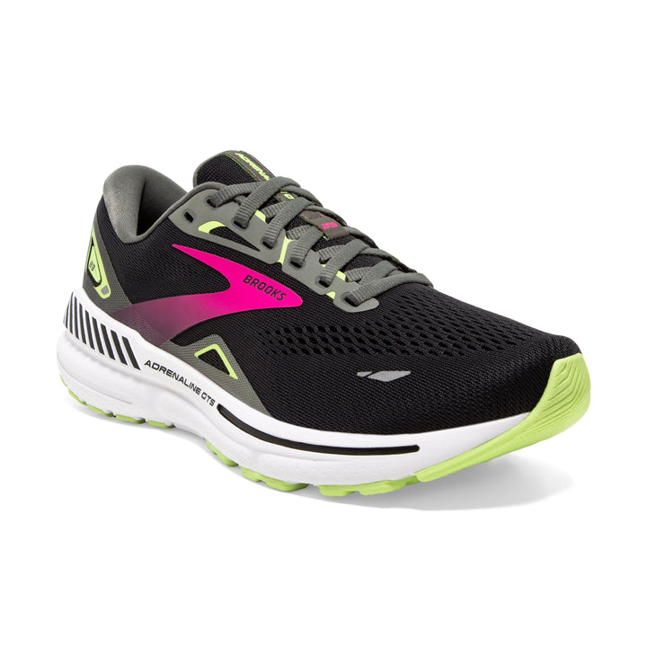 Brooks Womens Adrenaline GTS 23 Narrow - 2A Width - Black/Gunmetal/Sharp Green - Stability