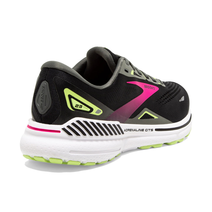 Brooks Womens Adrenaline GTS 23 Narrow - 2A Width - Black/Gunmetal/Sharp Green - Stability