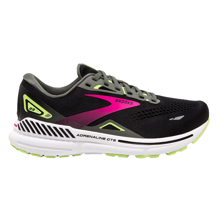 Brooks Womens Adrenaline GTS 23 Narrow - 2A Width - Black/Gunmetal/Sharp Green - Stability