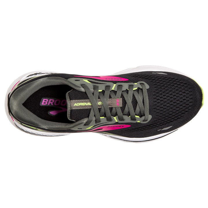 Brooks Womens Adrenaline GTS 23 Narrow - 2A Width - Black/Gunmetal/Sharp Green - Stability