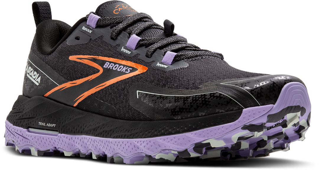 Brooks Womens Cascadia 18 Wide - Ebony/Sweet Lavender/Copper - Trail