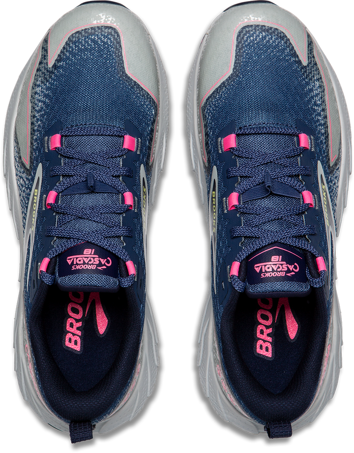 Brooks Womens Cascadia 18 - Oceana/Pearl Blue/Pink - Trail