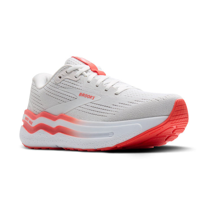 Brooks Womens Ghost Max 2 - White/Hot Coral - Neutral - SS25