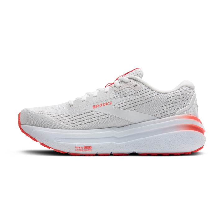 Brooks Womens Ghost Max 2 - White/Hot Coral - Neutral - SS25