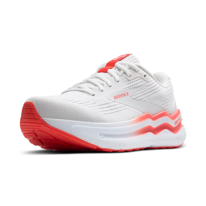 Brooks Womens Ghost Max 2 - White/Hot Coral - Neutral - SS25