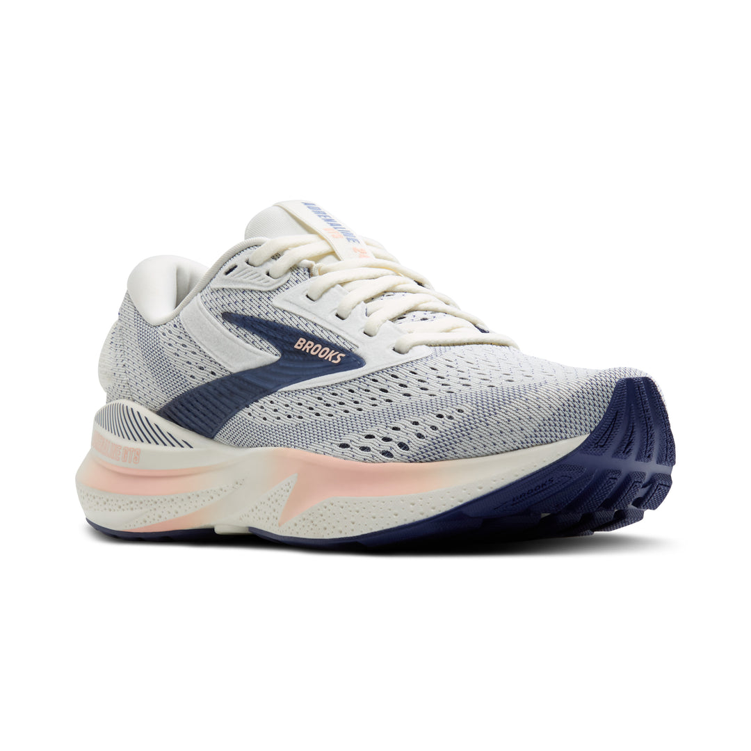 Brooks Womens Adrenaline GTS 24 - Wide - Grey/Blue Ribbon/Peach - Stability - SS25