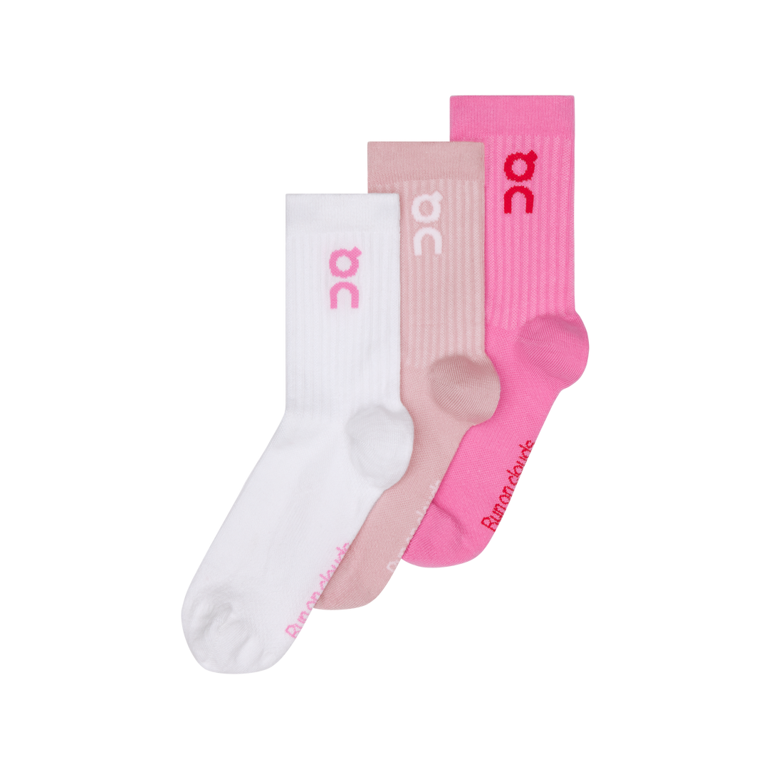 On Logo Sock High 3-Pack Unisex - Mauve/Raspberry