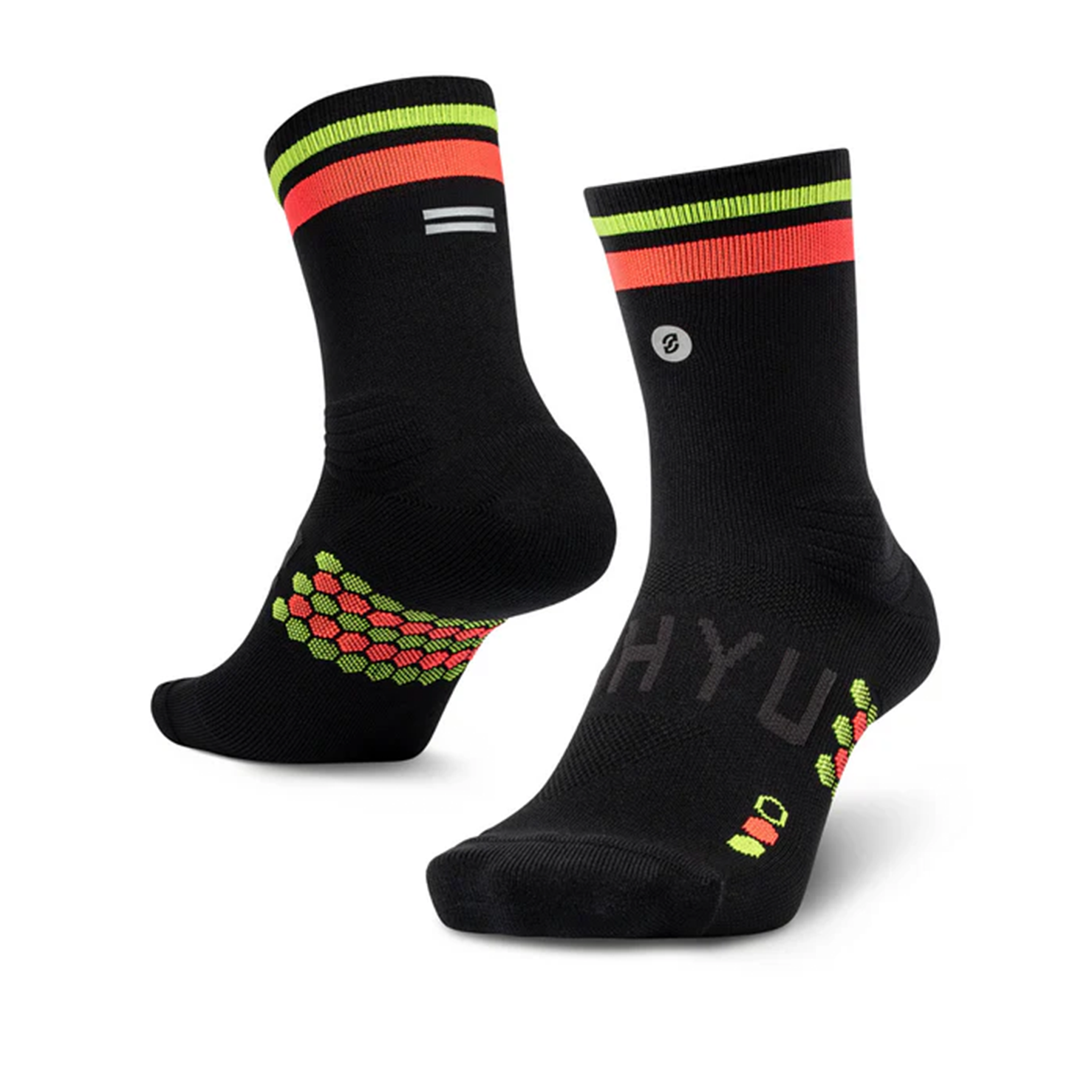 SHYU Racing Half Crew Socks - Black/Red/Neon