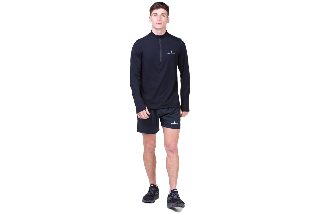 RonHill Mens Core Thermal 1/2 Zip Tee - Black/Bright White