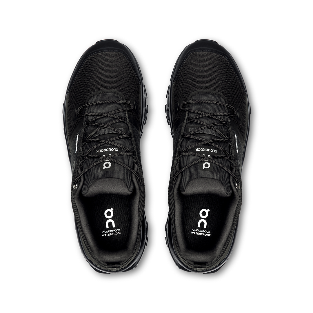 ON Mens Cloudrock Low Waterproof - Black/Black - Trail - SS25