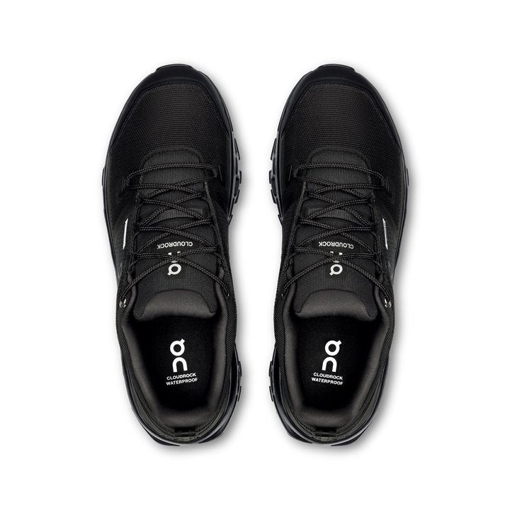 ON Mens Cloudrock Low Waterproof - Black/Black - Trail - SS25