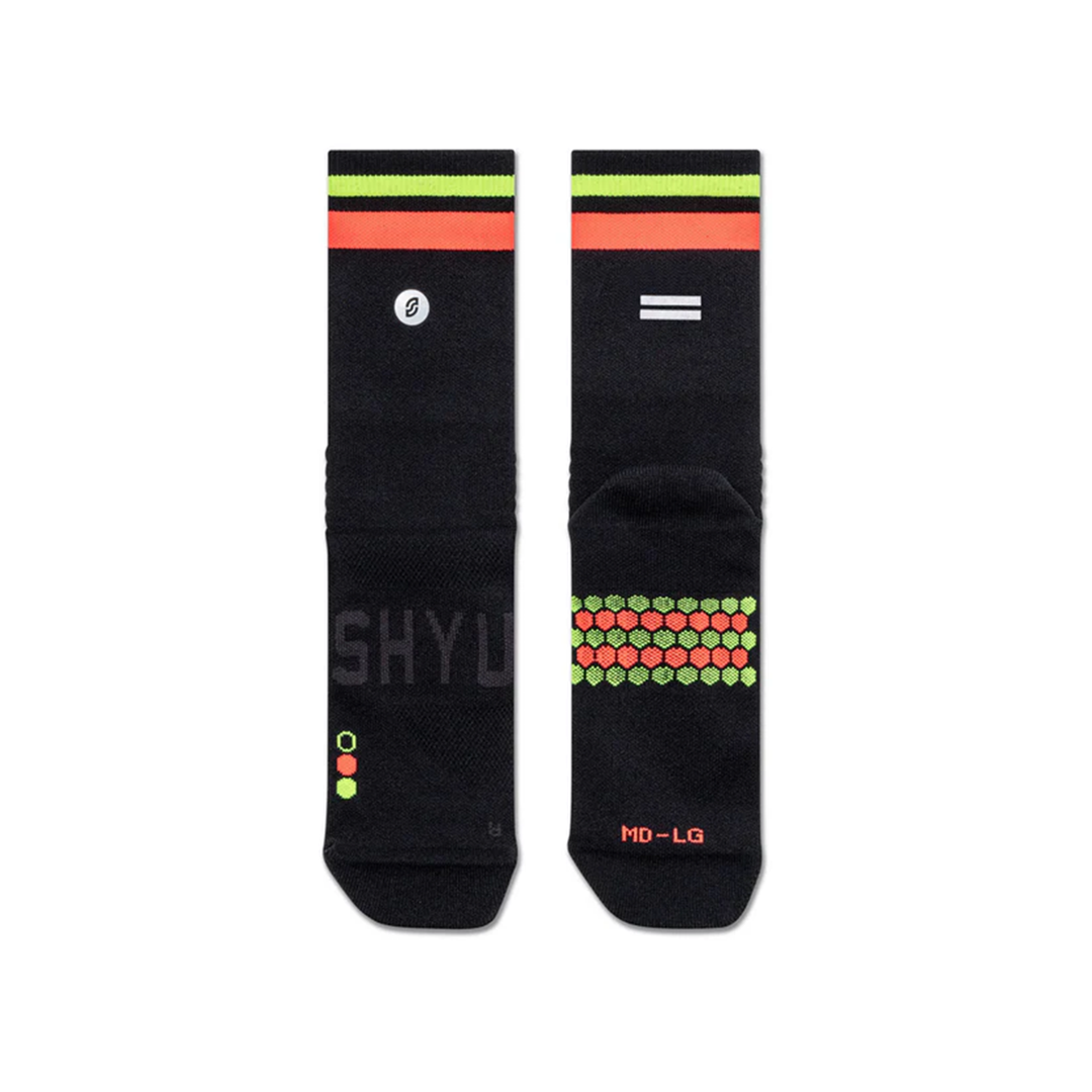 SHYU Racing Half Crew Socks - Black/Red/Neon