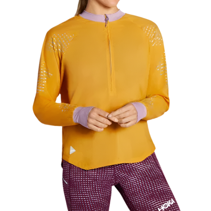 Hoka Womens 1/2 Zip Wind Shell - Golden Yellow