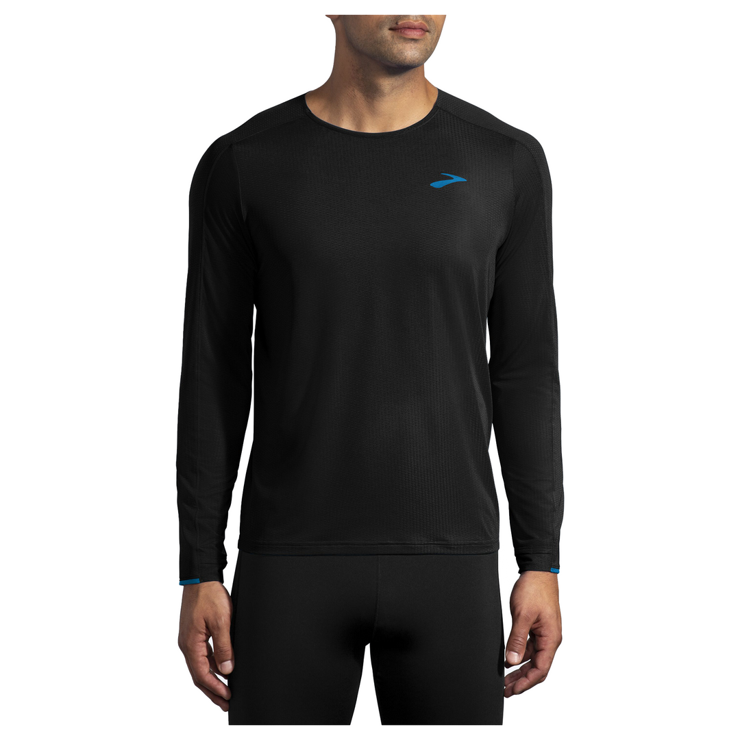 Brooks Mens Atmosphere Long Sleeve - Black/Electric Blue