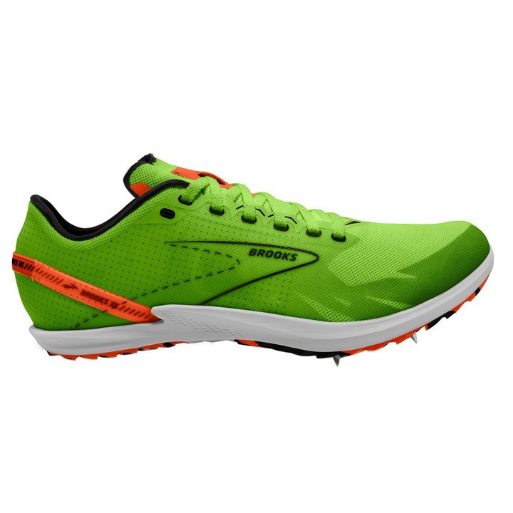 Brooks Draft XC Spikes - Green Gecko/Red Orange/White