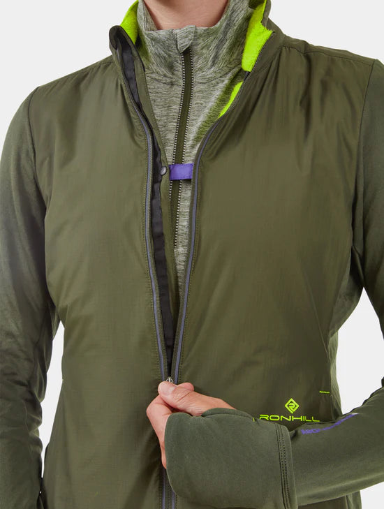 RonHill Womens Tech Hyperchill Jacket - Khaki/Citrus