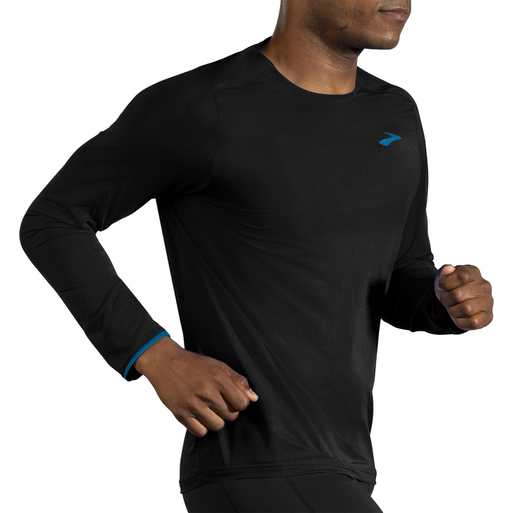 Brooks Mens Atmosphere Long Sleeve - Black/Electric Blue