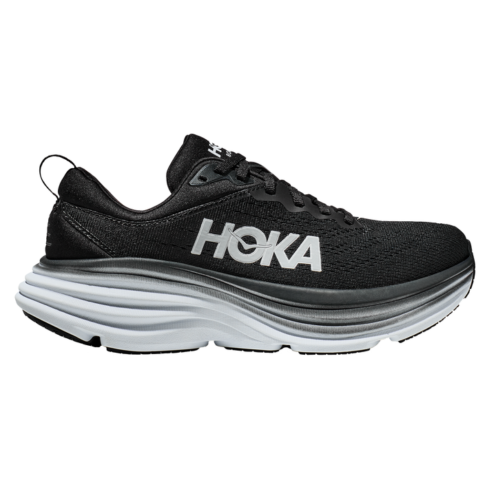 Hoka Mens Bondi 8 Wide - 2E Width - Black/White - Neutral