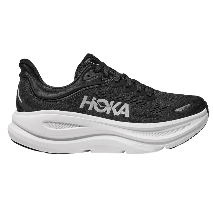 Hoka Mens Bondi 9 Wide - 2E Width - Black/White - Neutral - SS25