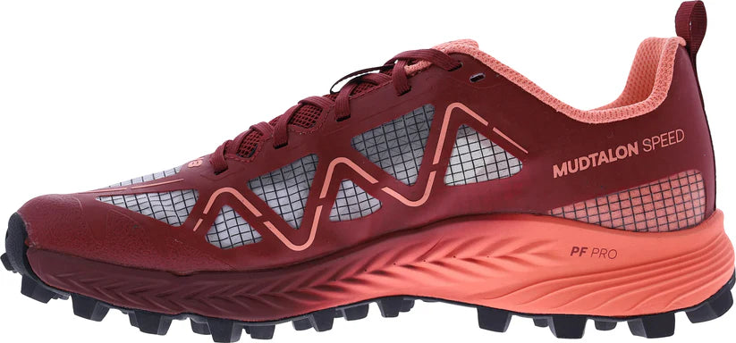 Inov8 Womens MudTalon Speed - Wide - D Width - Burgundy/Coral - Trail