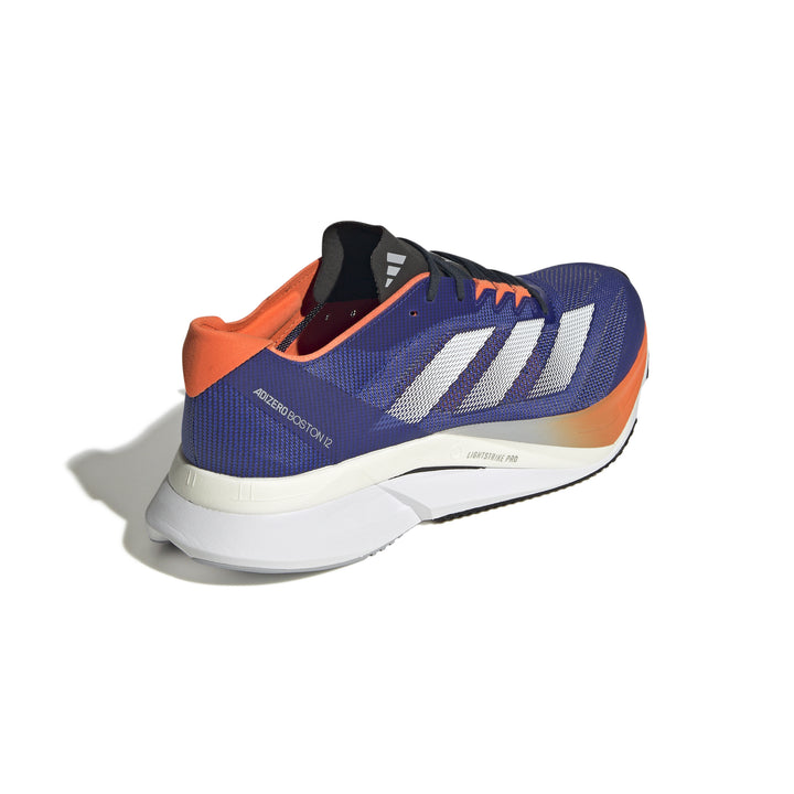 Adidas Mens Adizero Boston 12 - Lucid Blue/Footwear White/Impact Orange - Neutral - SS25